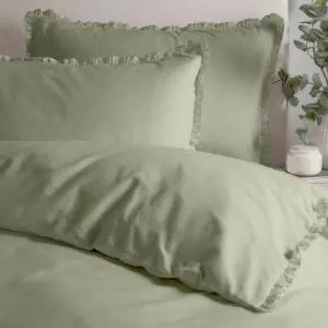 Wylder Tily Ruffle Sage Green Duvet Cover Set